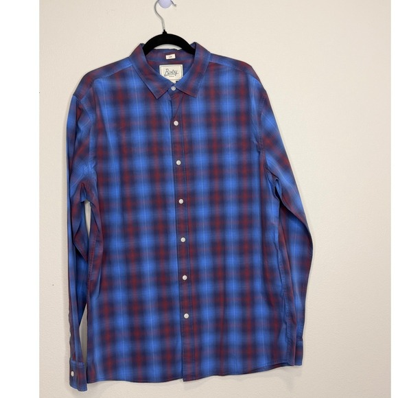 Bixby Nomad Other - Bixby Nomad Men's Slim Fit Blue Red Plaid Cotton Button Down Shirt XL